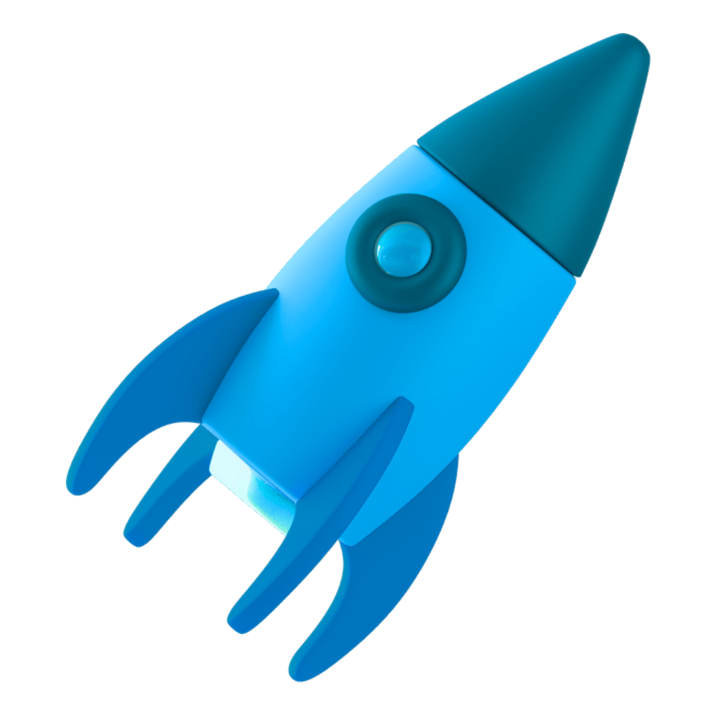 A picture of a 3D rocket